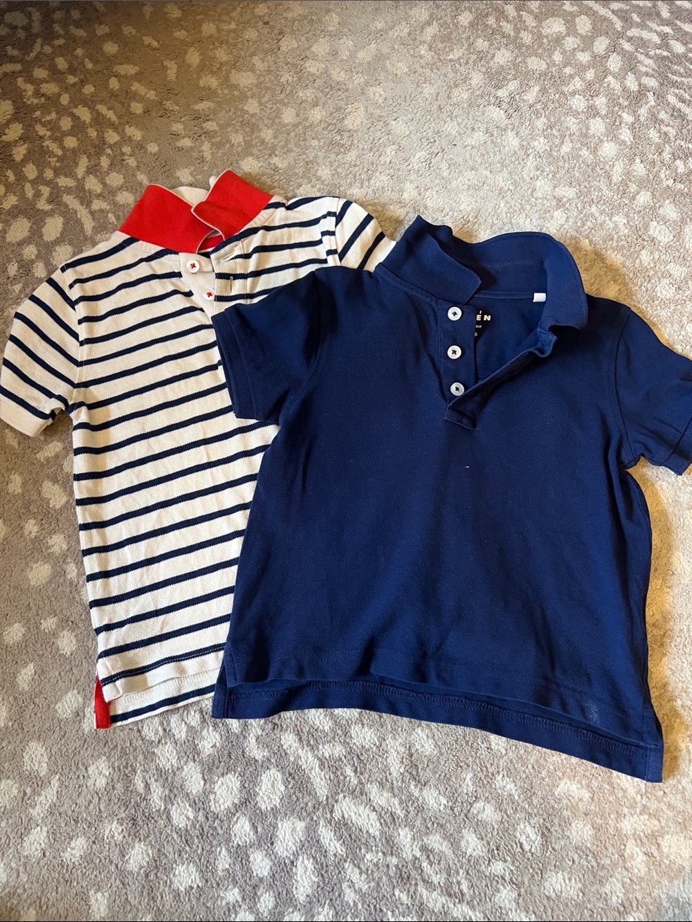 Mini Boden Navy Polo and Striped Red-Trim Polo Set